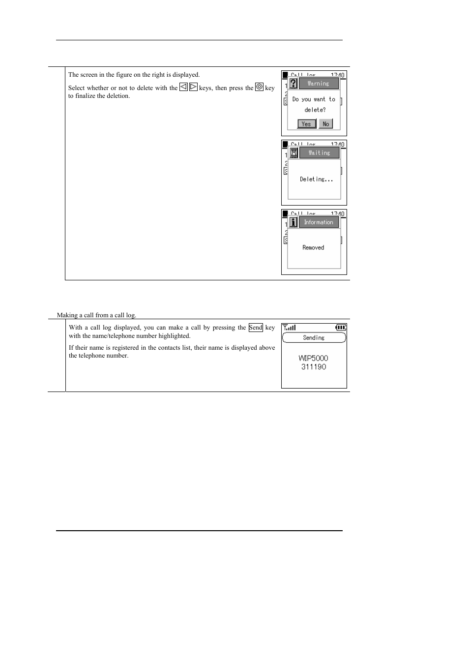 4 calling from the call log, Calling from the call log | Hitachi WIRELESSIP TD61-2472A User Manual | Page 43 / 88