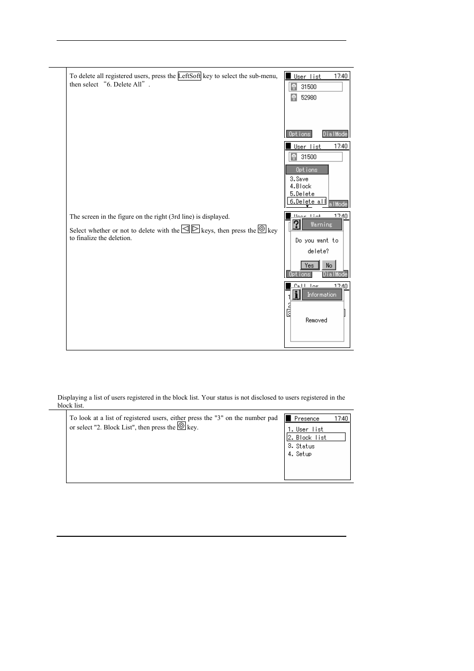 2 block list, Block list | Hitachi WIRELESSIP TD61-2472A User Manual | Page 48 / 88