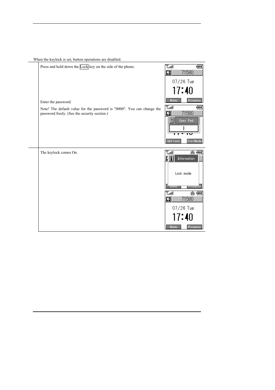 9 keylock/ keyunlock, Courtesy mode on/off | Hitachi WIRELESSIP TD61-2472A User Manual | Page 69 / 88