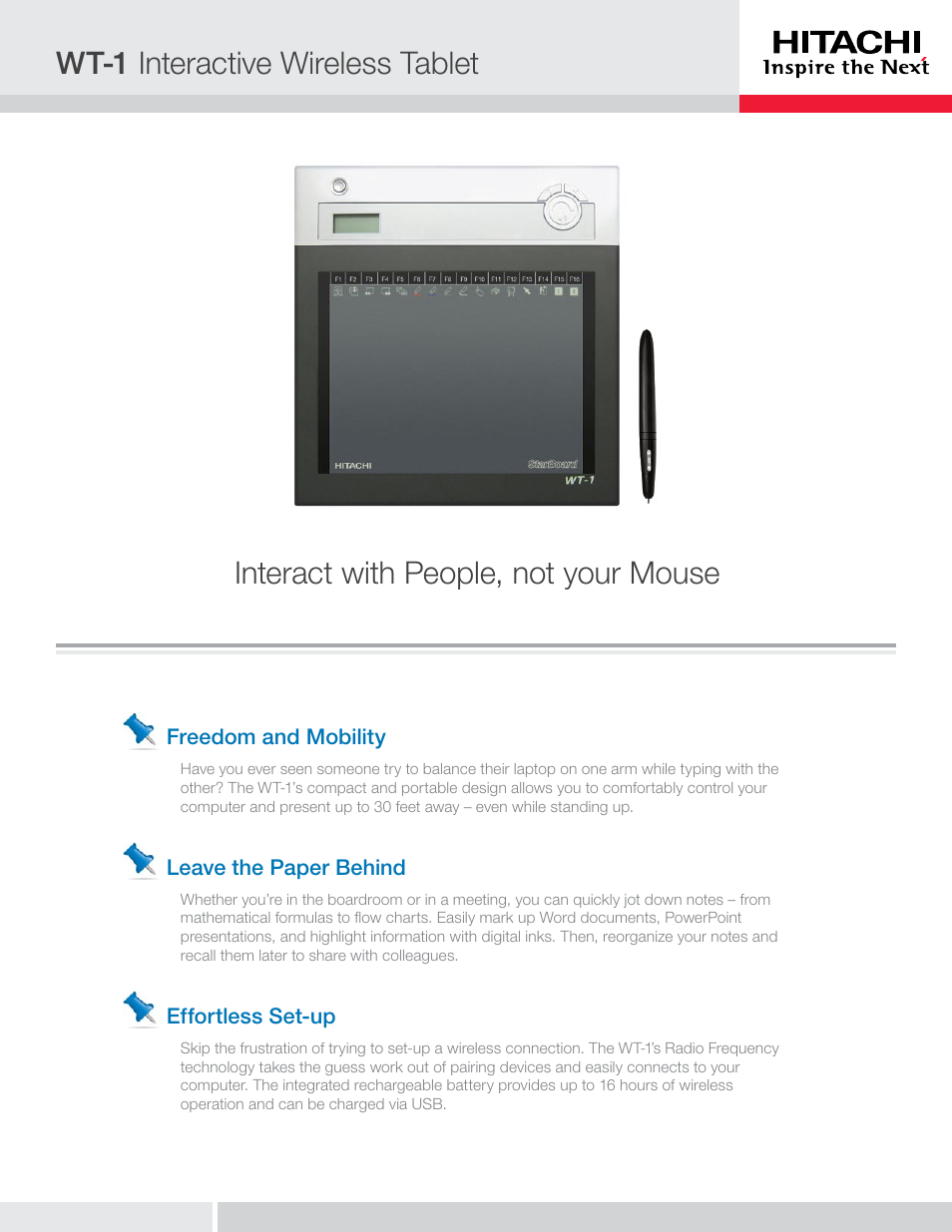 Hitachi WT-1 User Manual | 2 pages