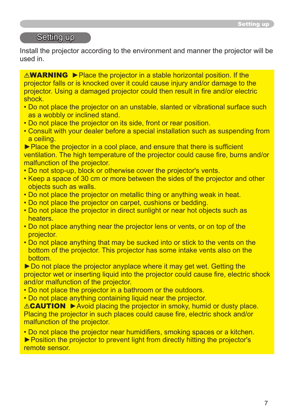 Setting up | Hitachi CP-X505 User Manual | Page 7 / 69