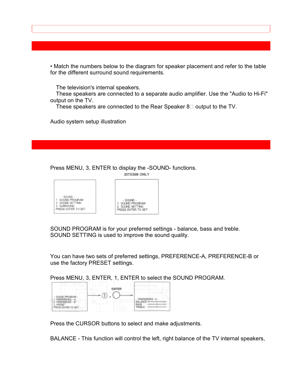 Audio system set-up -sound- functions | Hitachi 35TX59K User Manual | Page 39 / 58