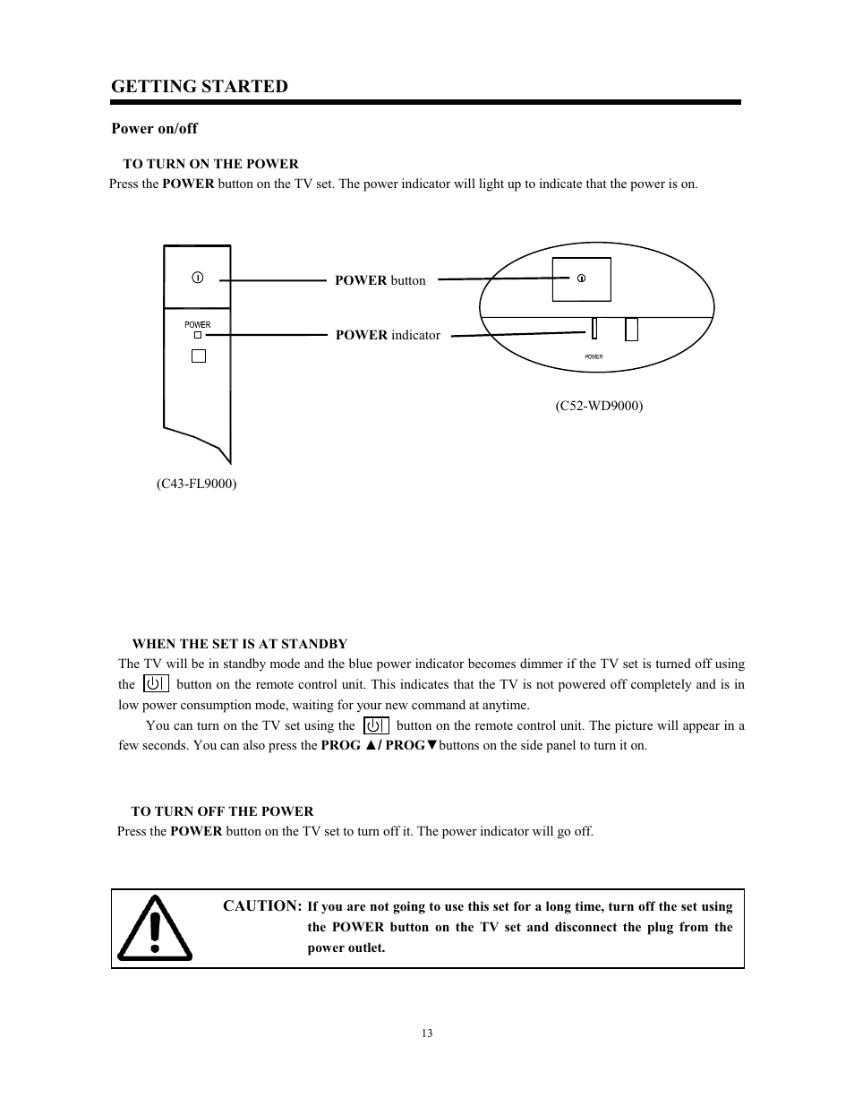Getting started | Hitachi C43-FL9000 User Manual | Page 13 / 54