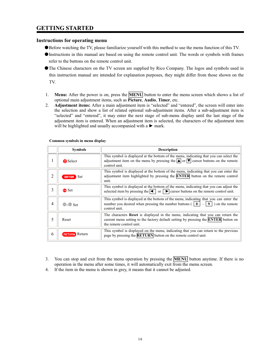 Getting started | Hitachi C43-FL9000 User Manual | Page 14 / 54