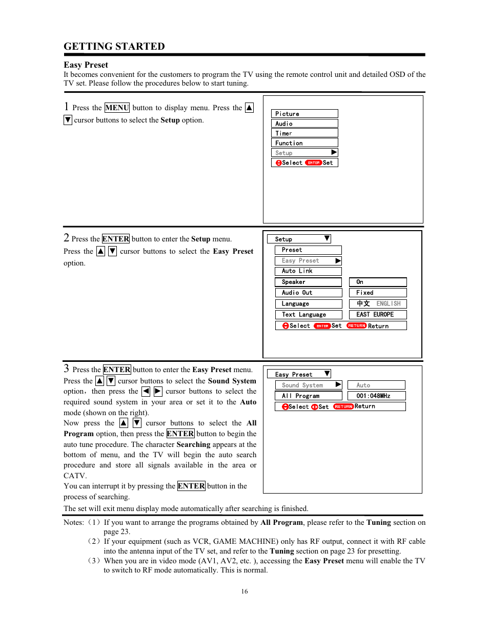 Getting started | Hitachi C43-FL9000 User Manual | Page 16 / 54