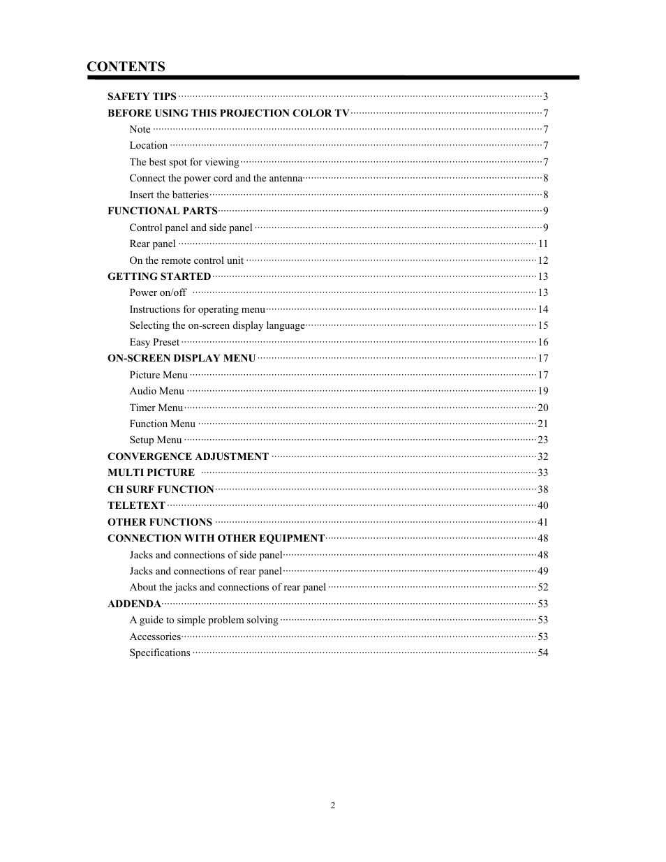 Hitachi C43-FL9000 User Manual | Page 2 / 54