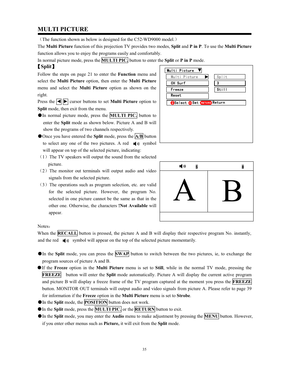 Multi picture | Hitachi C43-FL9000 User Manual | Page 35 / 54