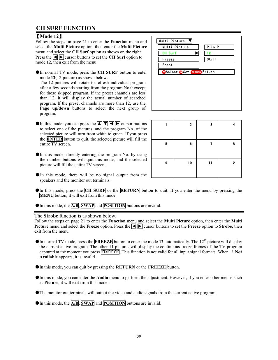Ch surf function | Hitachi C43-FL9000 User Manual | Page 39 / 54