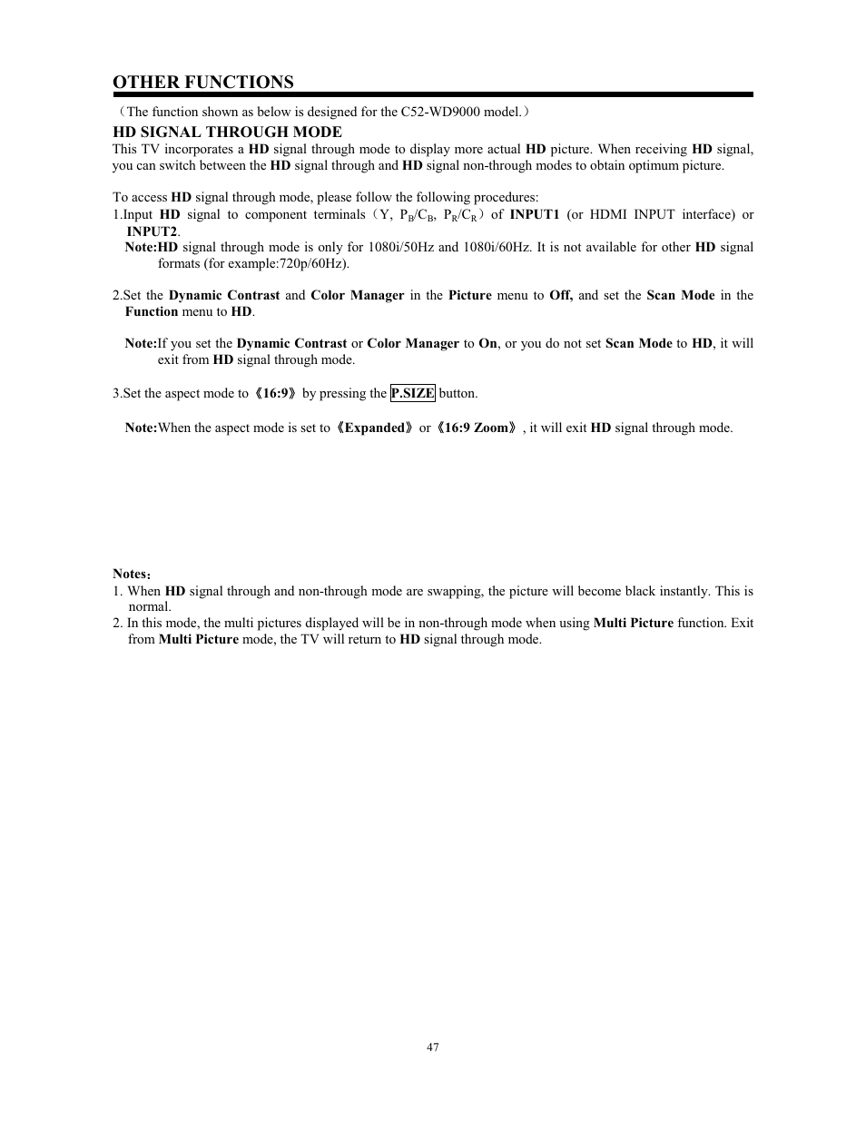 Other functions | Hitachi C43-FL9000 User Manual | Page 47 / 54
