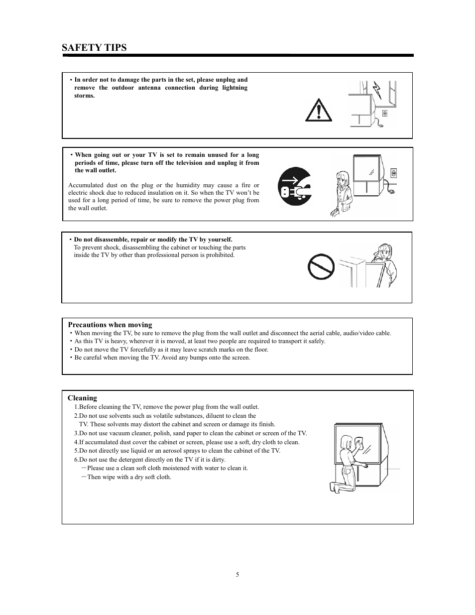 Safety tips | Hitachi C43-FL9000 User Manual | Page 5 / 54