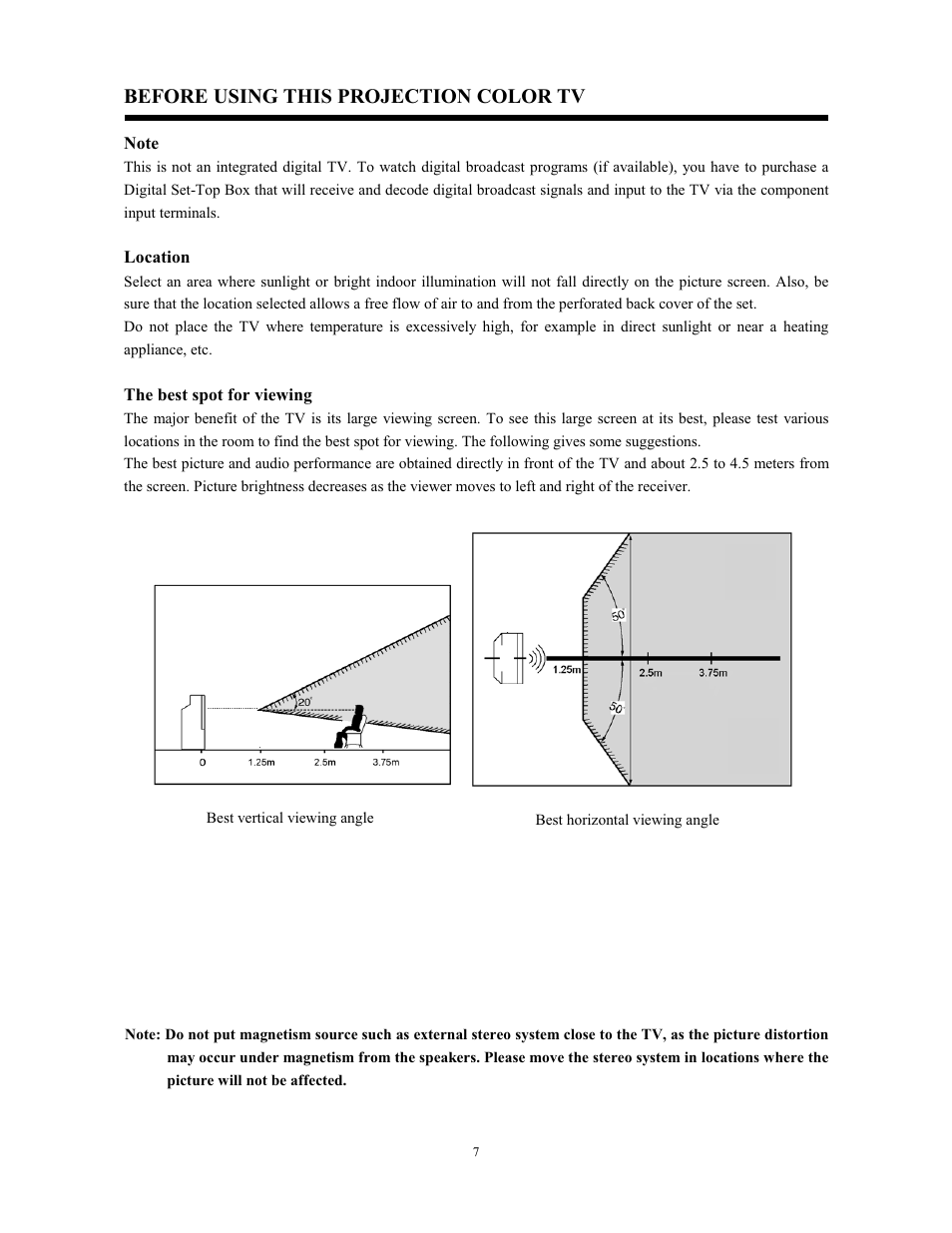 Before using this projection color tv | Hitachi C43-FL9000 User Manual | Page 7 / 54