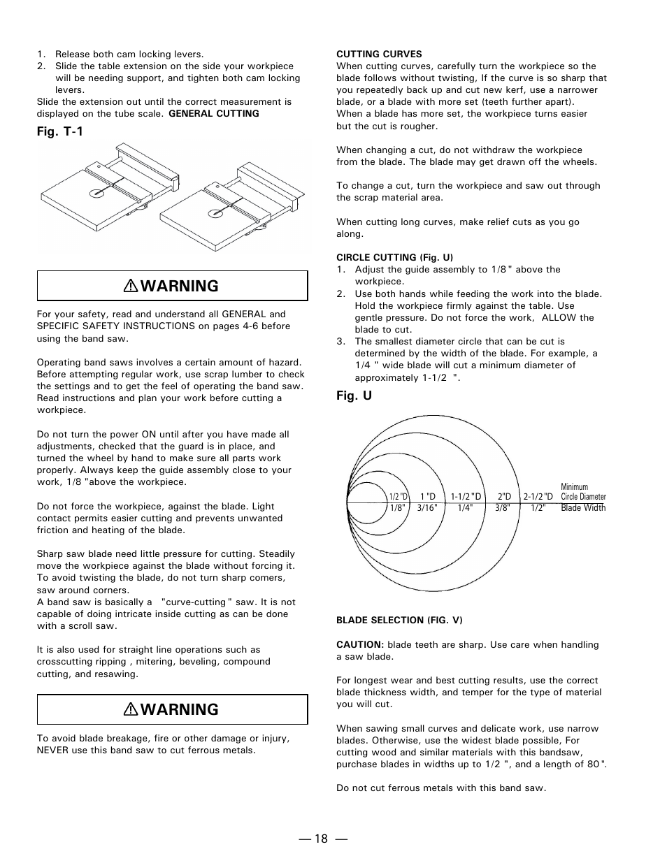Warning, Fig. t-1, Fig. u | Hitachi CB 13F User Manual | Page 18 / 28