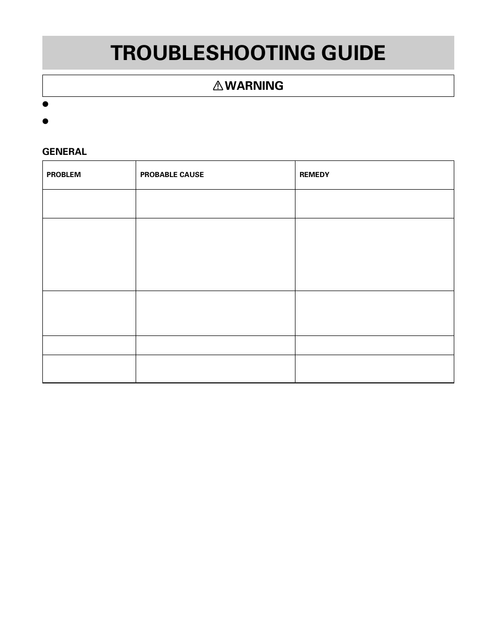 Troubleshooting guide, Warning | Hitachi CB 13F User Manual | Page 21 / 28