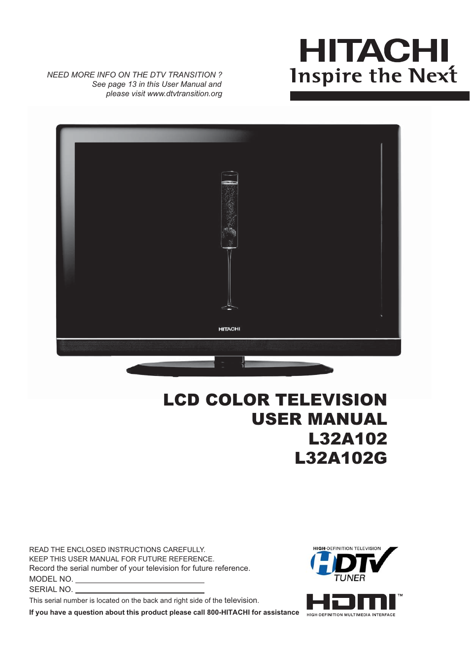Hitachi L32A102 User Manual | 30 pages