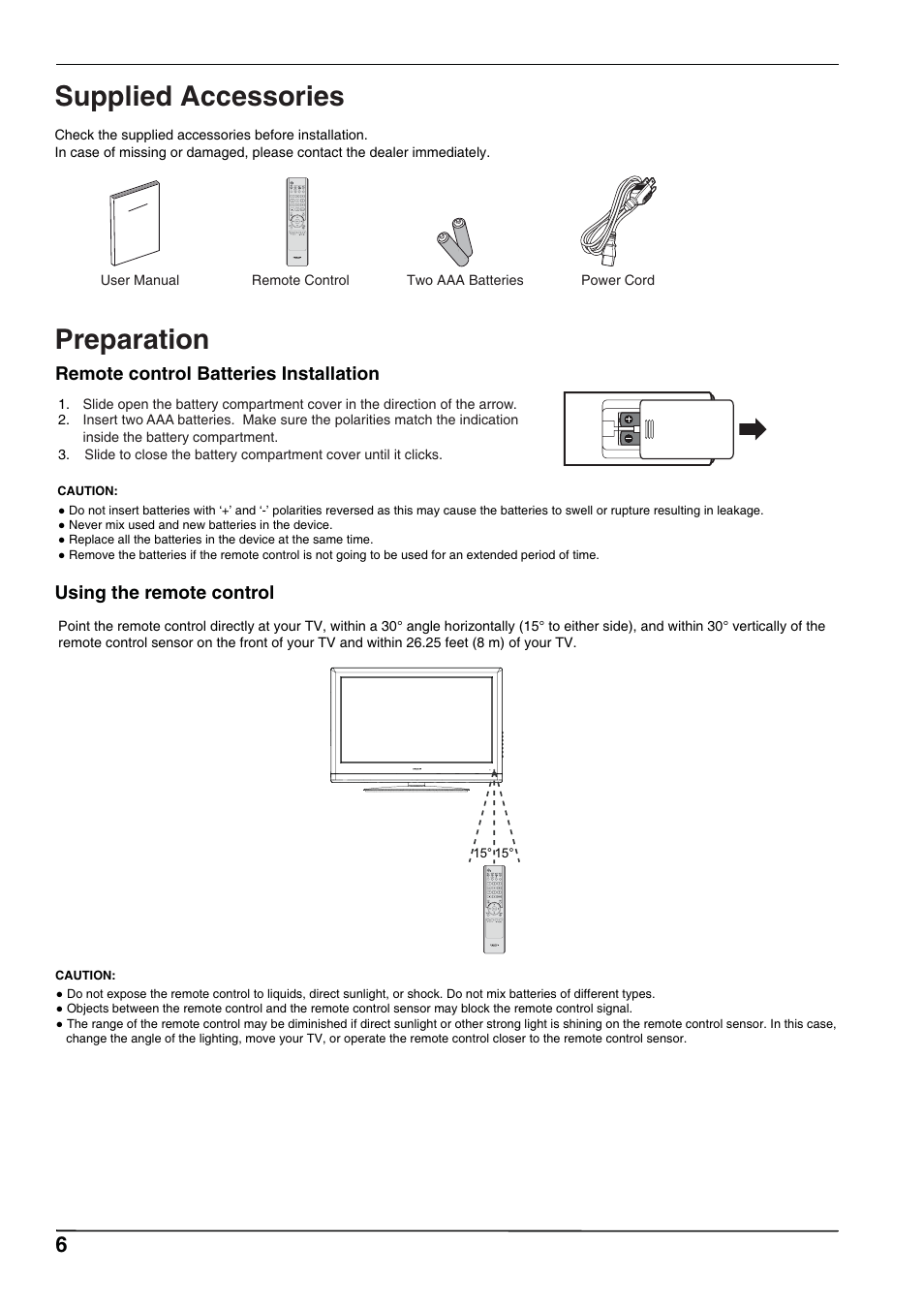 Supplied accessories preparation | Hitachi L32A102 User Manual | Page 6 / 30