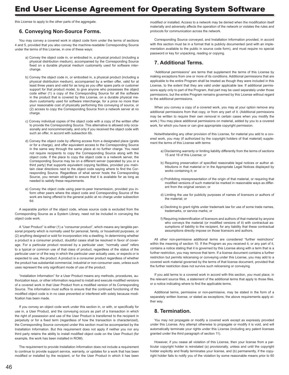 Conveying non-source forms, Additional terms, Termination | Hitachi L32A403 User Manual | Page 46 / 51