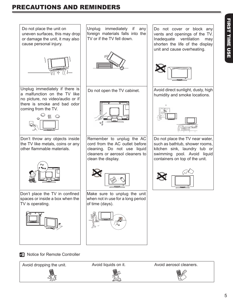 Precautions and reminders | Hitachi L32A403 User Manual | Page 5 / 51