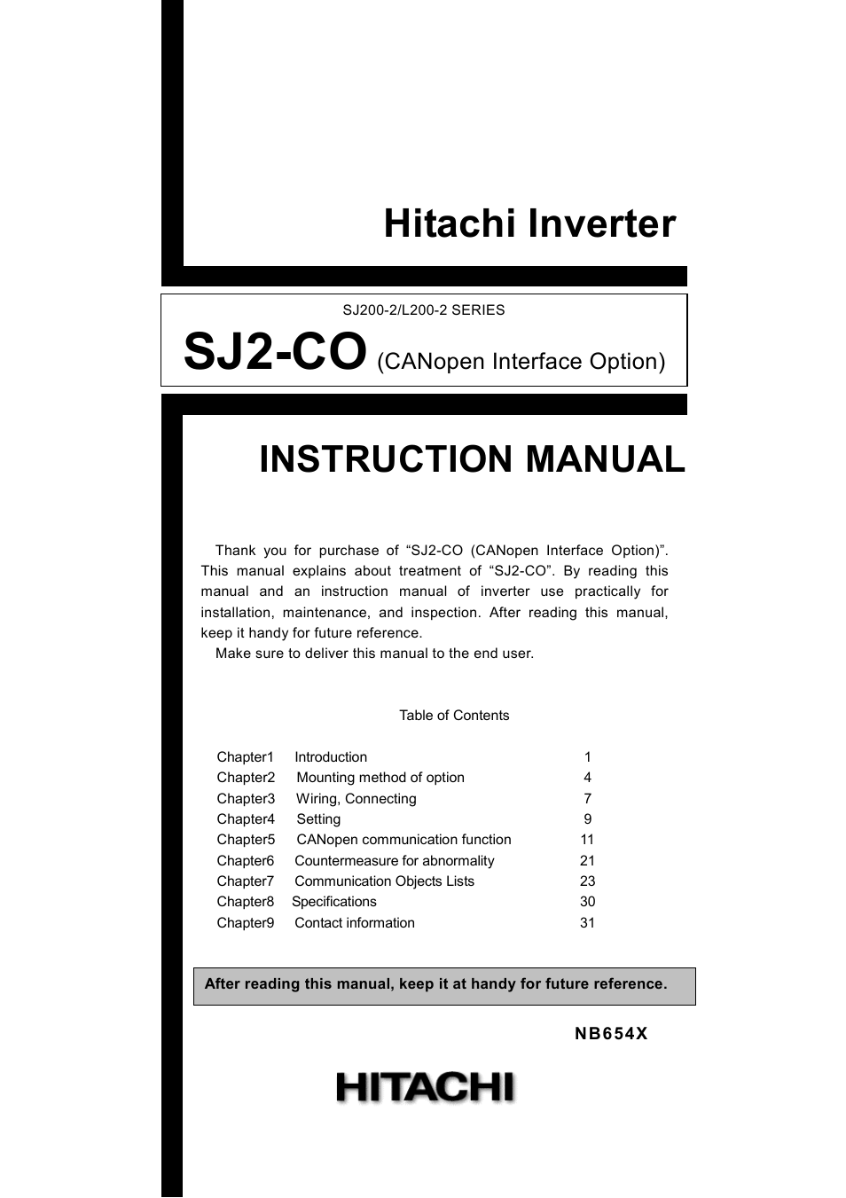 Hitachi SJ2-CO User Manual | 35 pages