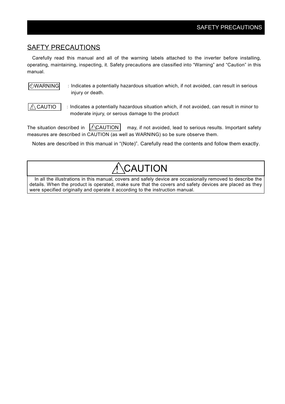 Caution, Safty precautions | Hitachi SJ2-CO User Manual | Page 3 / 35
