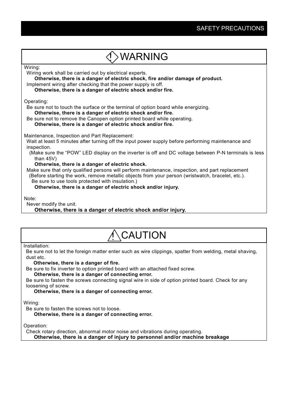 Warning, Caution | Hitachi SJ2-CO User Manual | Page 4 / 35