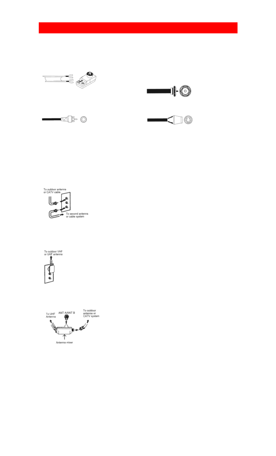 Hook-up cables and connectors, Antenna connections to rear jack panel | Hitachi 43FDX01B User Manual | Page 9 / 62