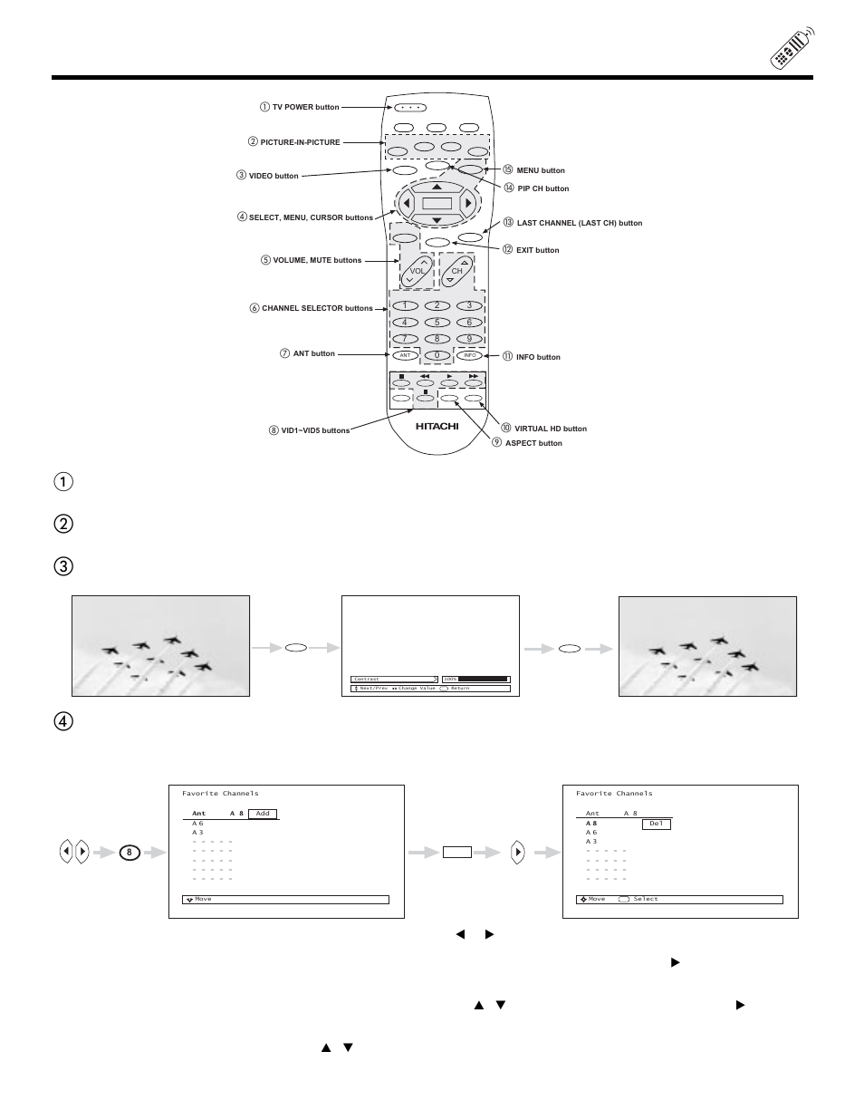 How to use the remote to control your tv | Hitachi 57UWX20B  EU User Manual | Page 21 / 64