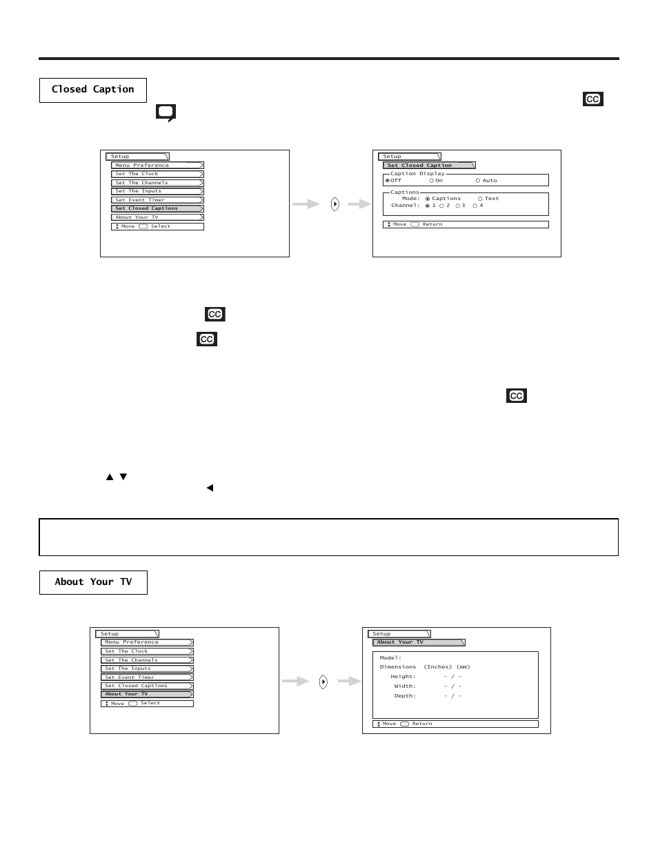 Setup, Closed caption | Hitachi 57UWX20B  EU User Manual | Page 56 / 64