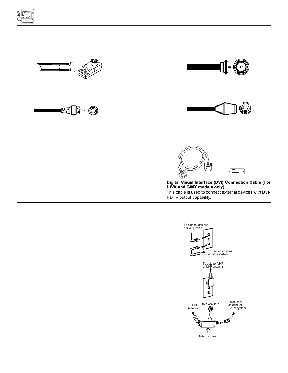 Hook-up cables and connectors | Hitachi 57UWX20B  EU User Manual | Page 6 / 64