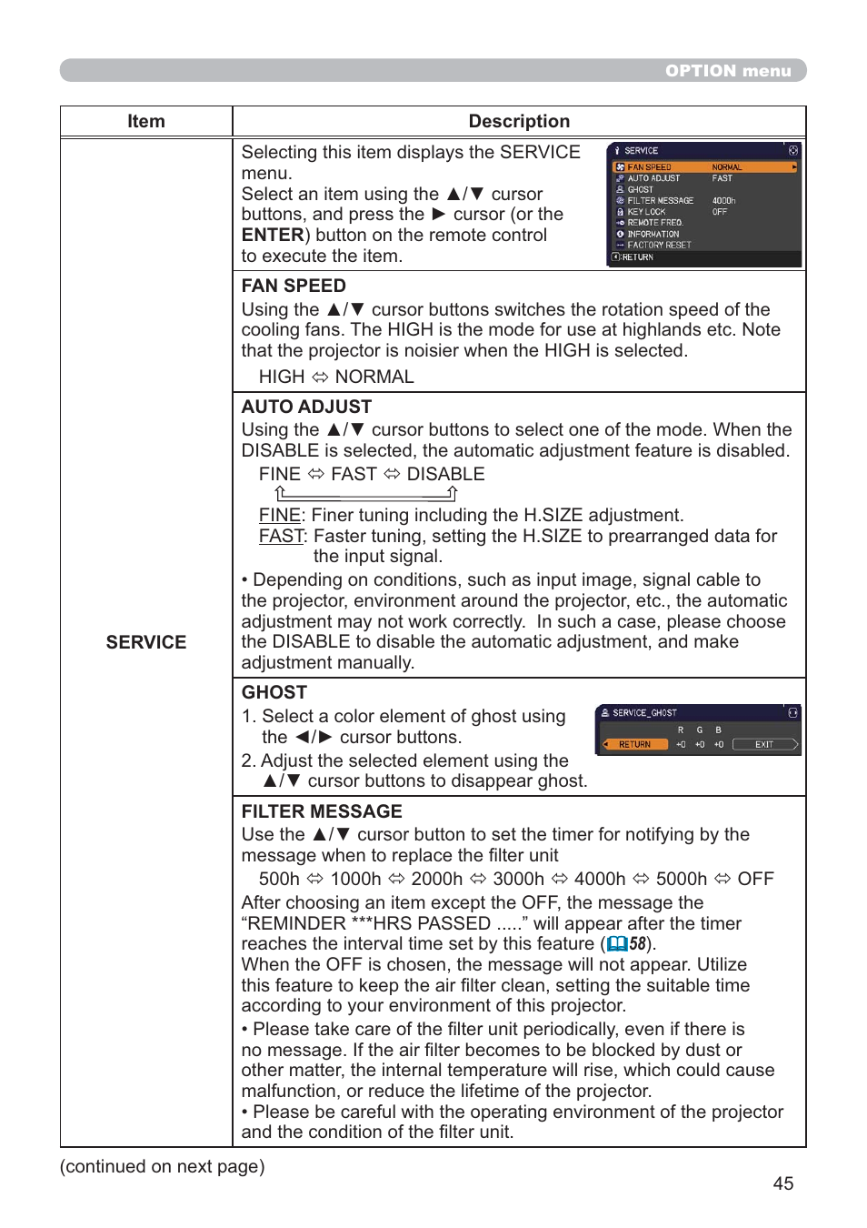 Hitachi CP-D10 User Manual | Page 45 / 65