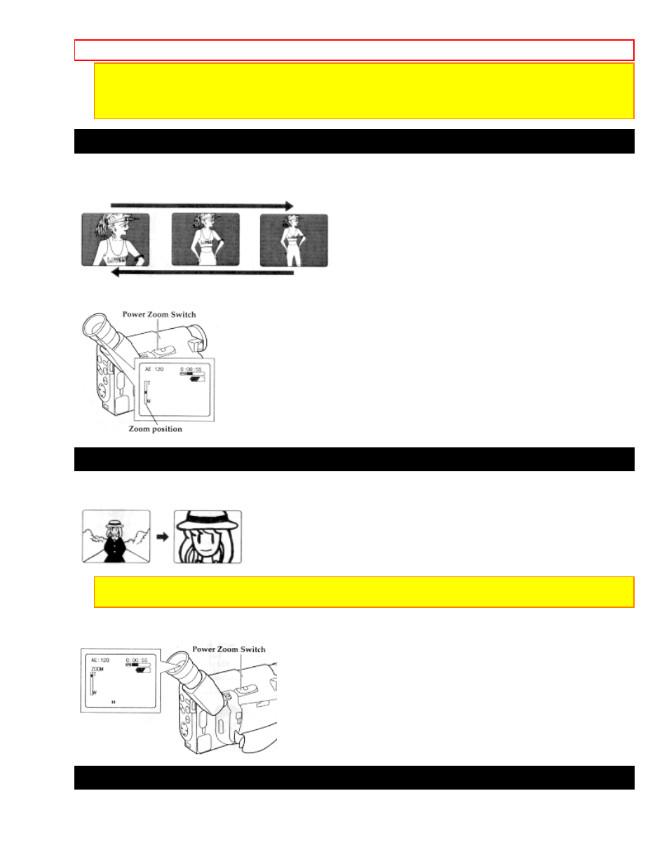 Using the power zoom, Using the digital zoom, Using the inst. zoom (instant zoom) button | Hitachi VM-E520A User Manual | Page 28 / 50