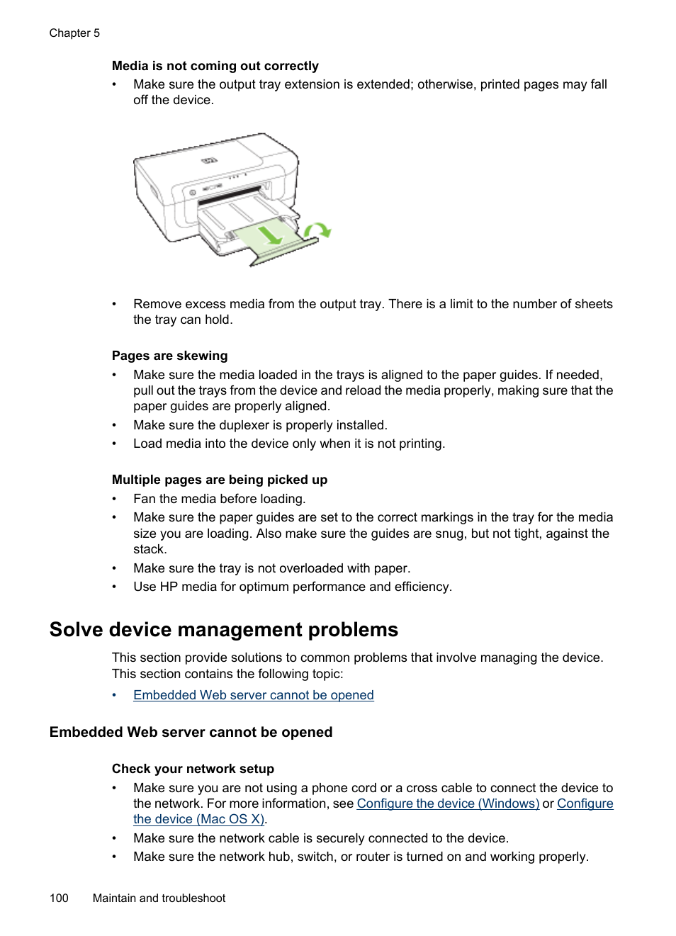 Solve device management problems, Embedded web server cannot be opened | HP Officejet 6000 User Manual | Page 104 / 168