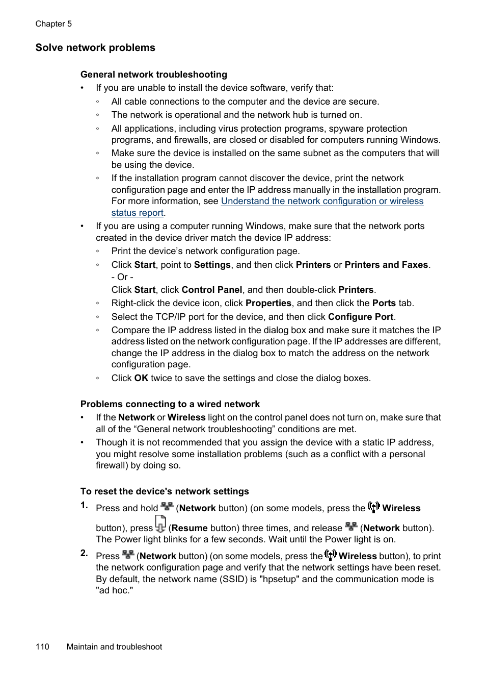 Solve network problems | HP Officejet 6000 User Manual | Page 114 / 168