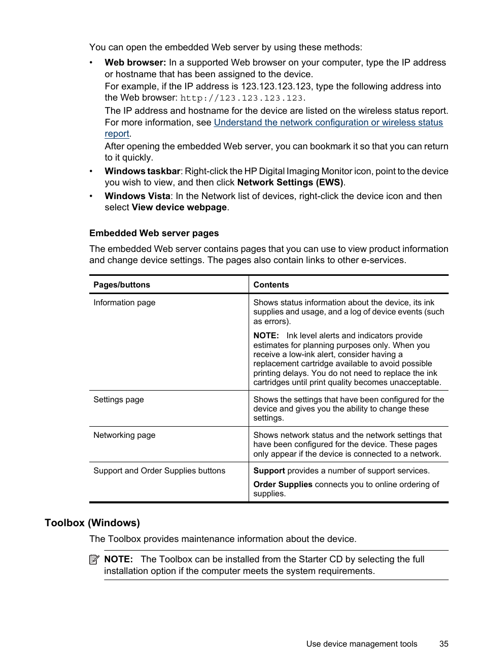 Toolbox (windows) | HP Officejet 6000 User Manual | Page 39 / 168