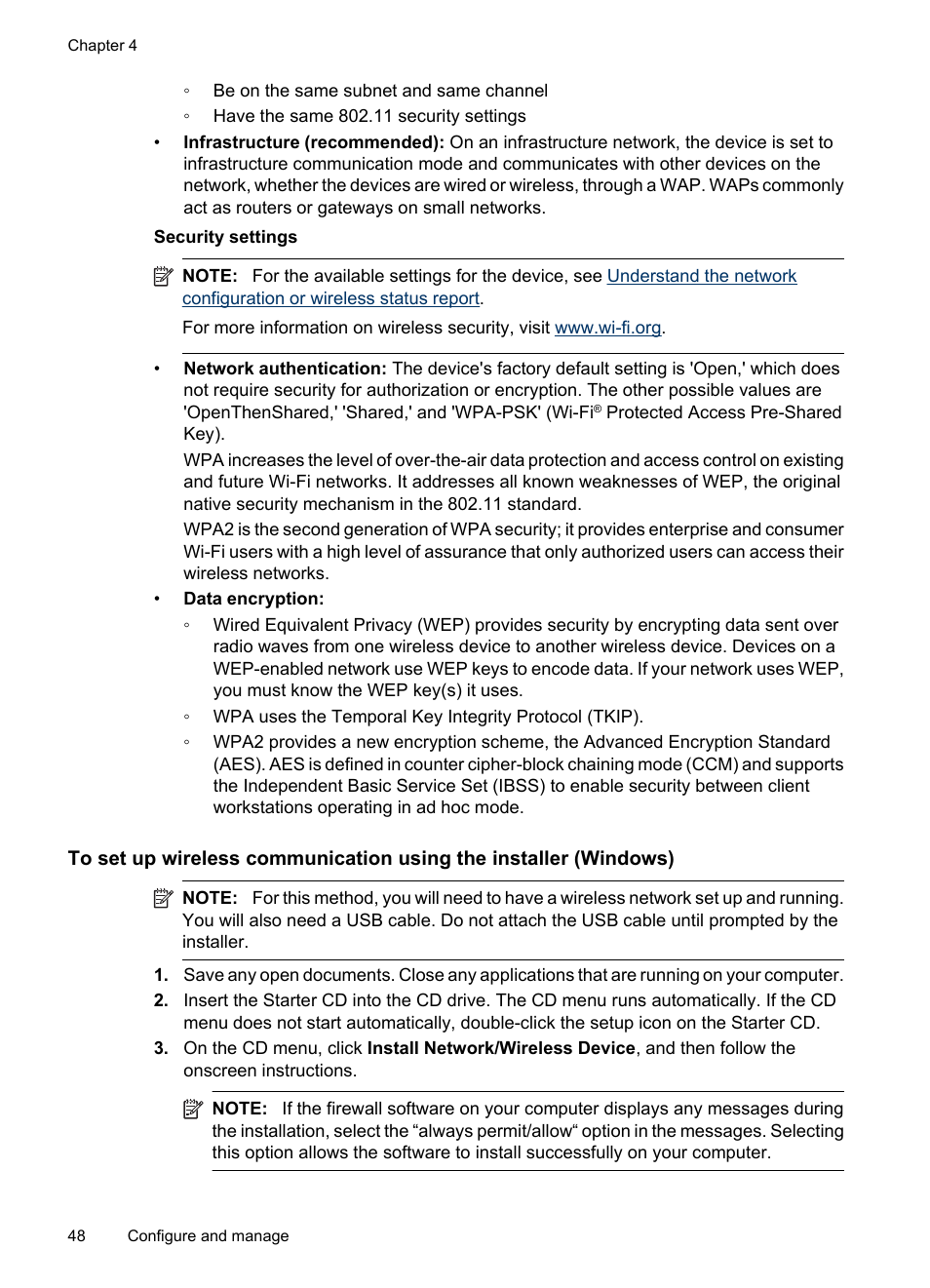 To set up wireless communication using the, Installer (windows) | HP Officejet 6000 User Manual | Page 52 / 168