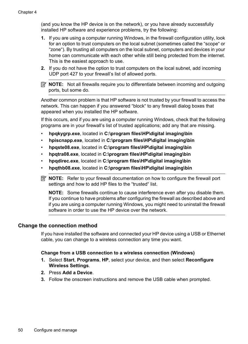 Change the connection method | HP Officejet 6000 User Manual | Page 54 / 168