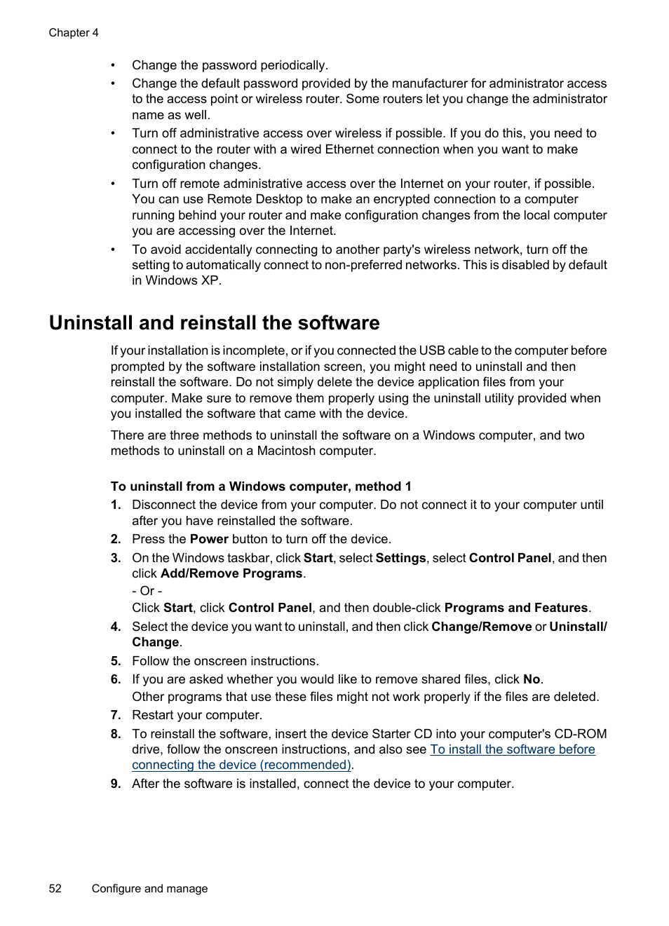 Uninstall and reinstall the software | HP Officejet 6000 User Manual | Page 56 / 168