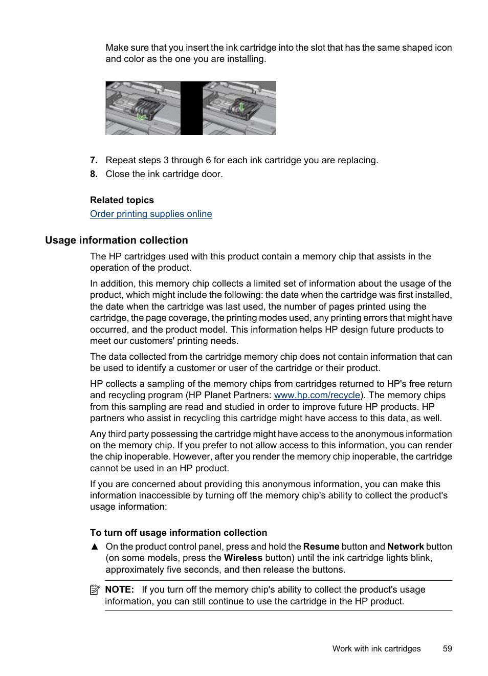 Usage information collection | HP Officejet 6000 User Manual | Page 63 / 168