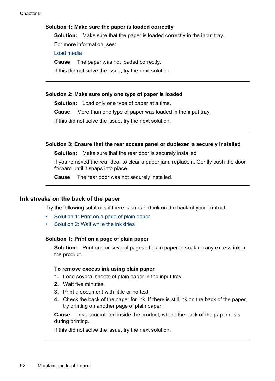 Ink streaks on the back of the paper | HP Officejet 6000 User Manual | Page 96 / 168