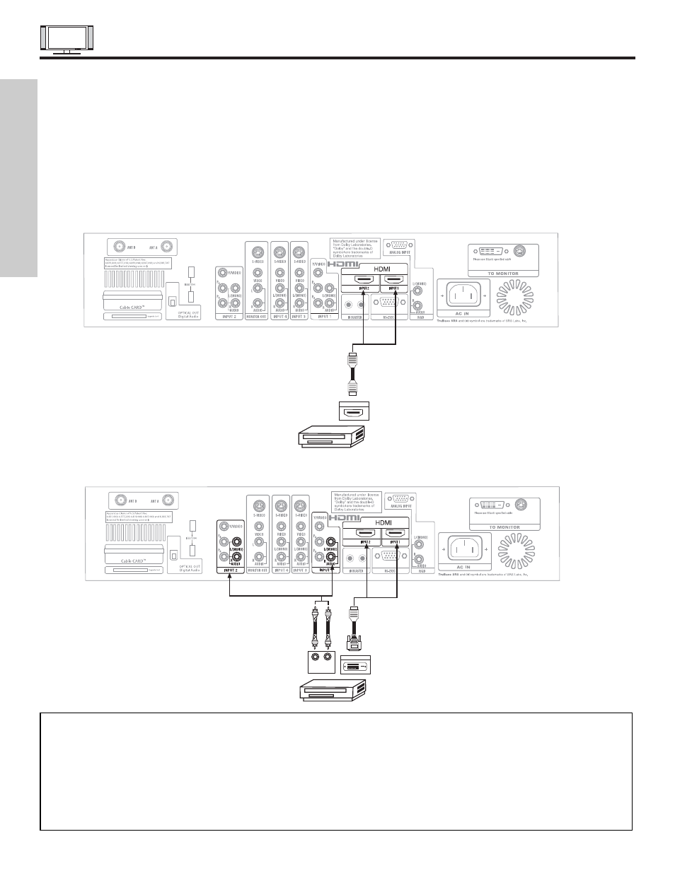 Connecting external video sources, First time use | Hitachi 55HDX61 User Manual | Page 18 / 100