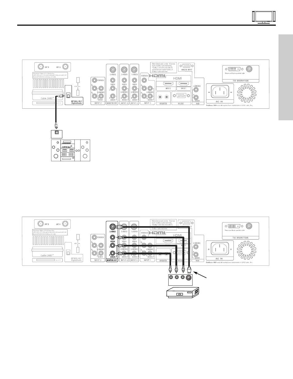 Connecting external audio/video devices, First time use | Hitachi 55HDX61 User Manual | Page 21 / 100
