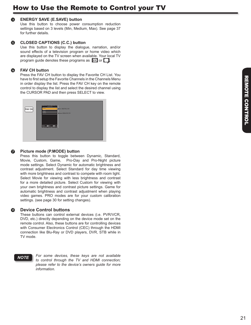How to use the remote to control your tv, Device control buttons | Hitachi ULTRAVISION L32S504 User Manual | Page 21 / 60