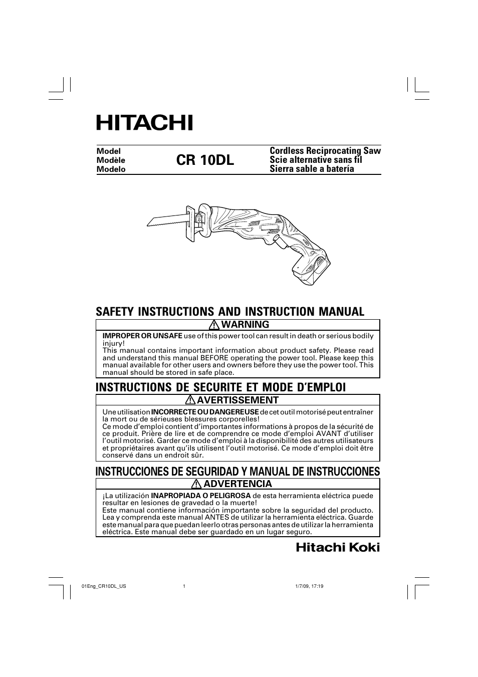 Hitachi CR 10DL User Manual | 56 pages