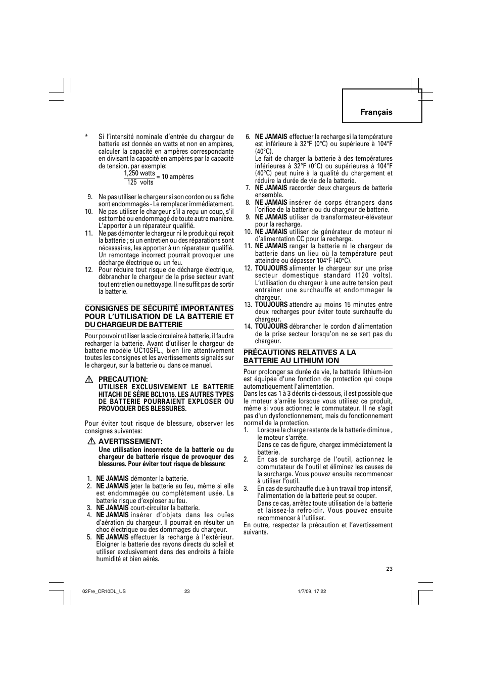 Hitachi CR 10DL User Manual | Page 23 / 56