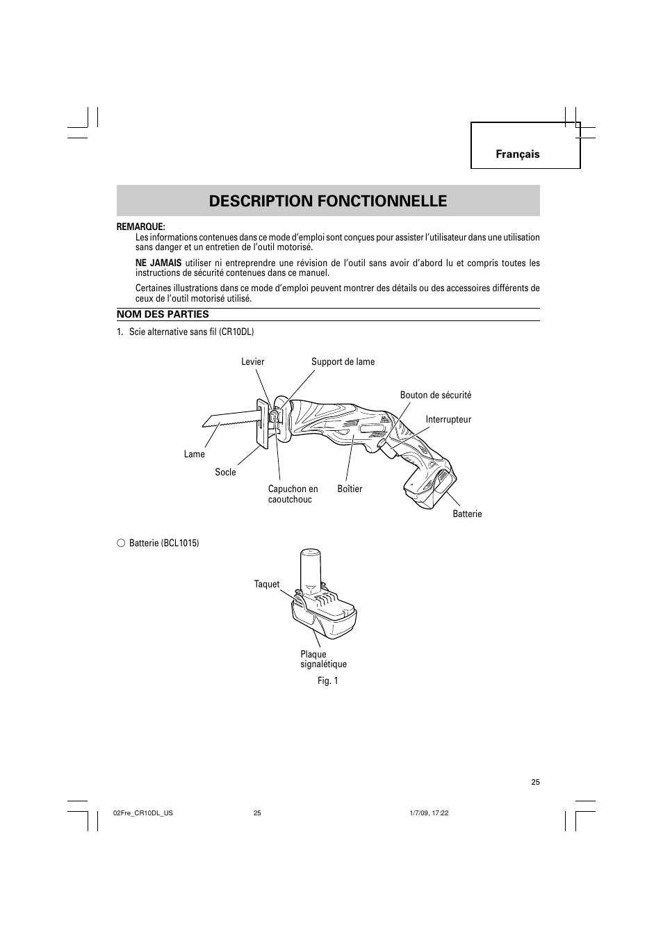 Description fonctionnelle | Hitachi CR 10DL User Manual | Page 25 / 56