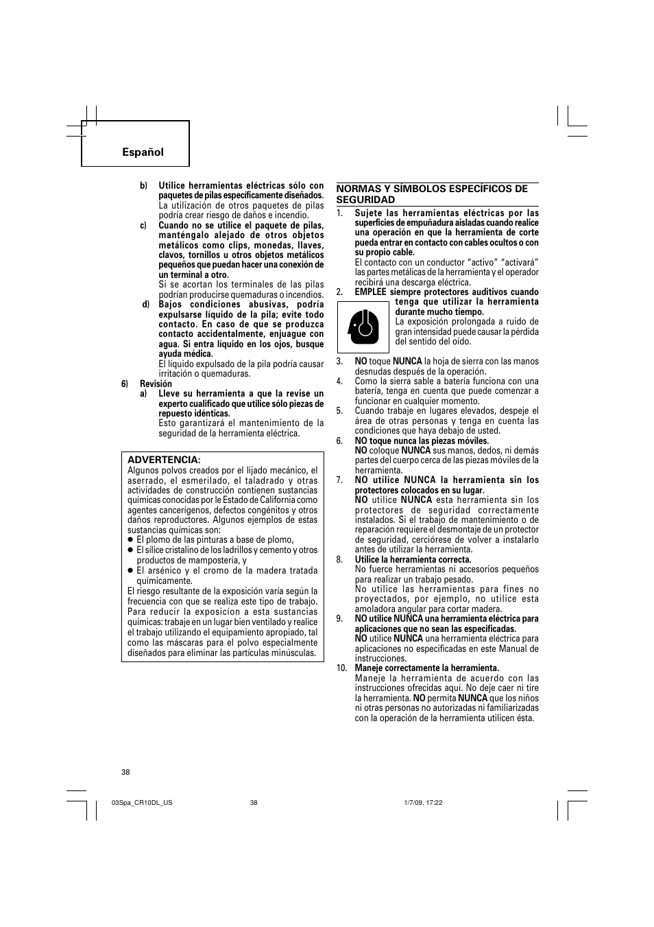 Hitachi CR 10DL User Manual | Page 38 / 56