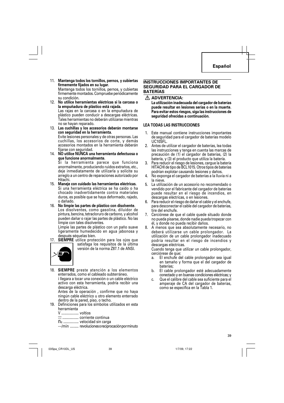 Hitachi CR 10DL User Manual | Page 39 / 56