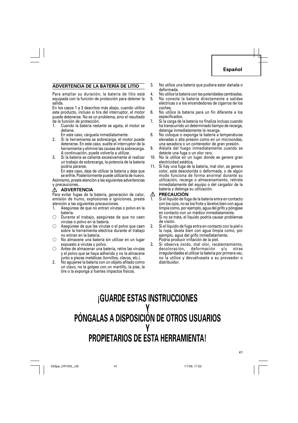 Hitachi CR 10DL User Manual | Page 41 / 56