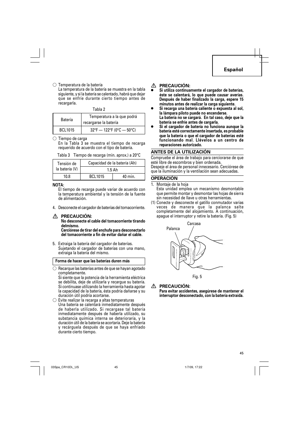Hitachi CR 10DL User Manual | Page 45 / 56