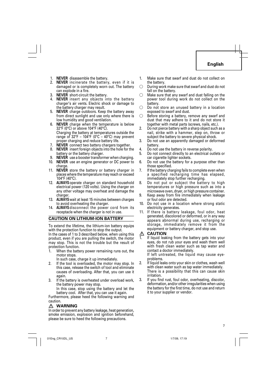 Hitachi CR 10DL User Manual | Page 7 / 56