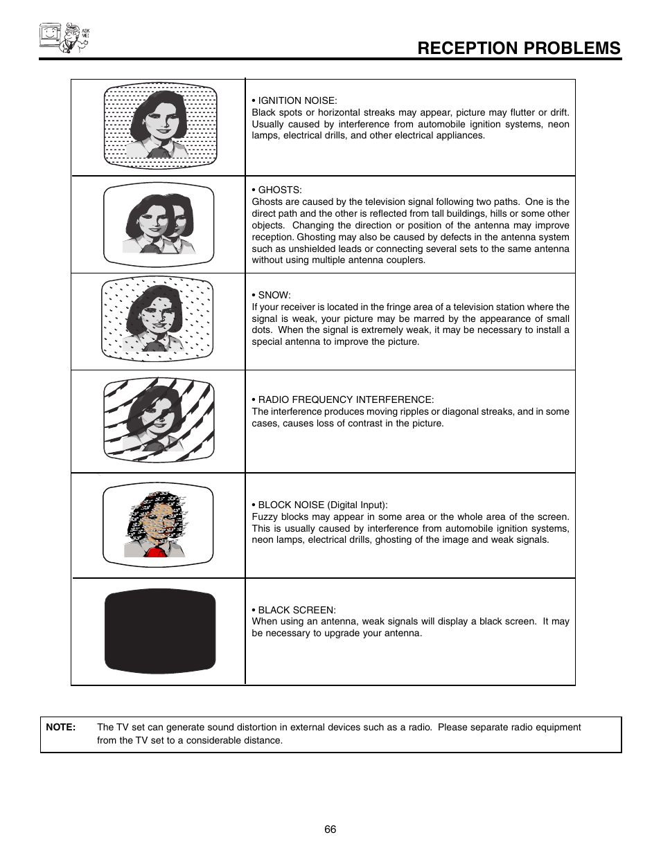 Reception problems | Hitachi 57F710S User Manual | Page 66 / 80